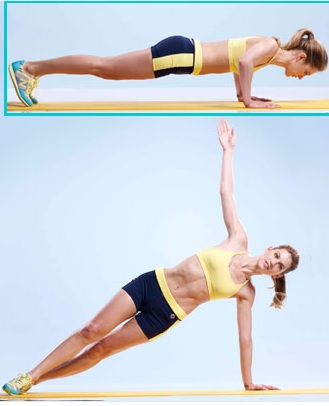 Фото боковой позы планка с «отжиманием»