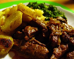 печень с картошкой